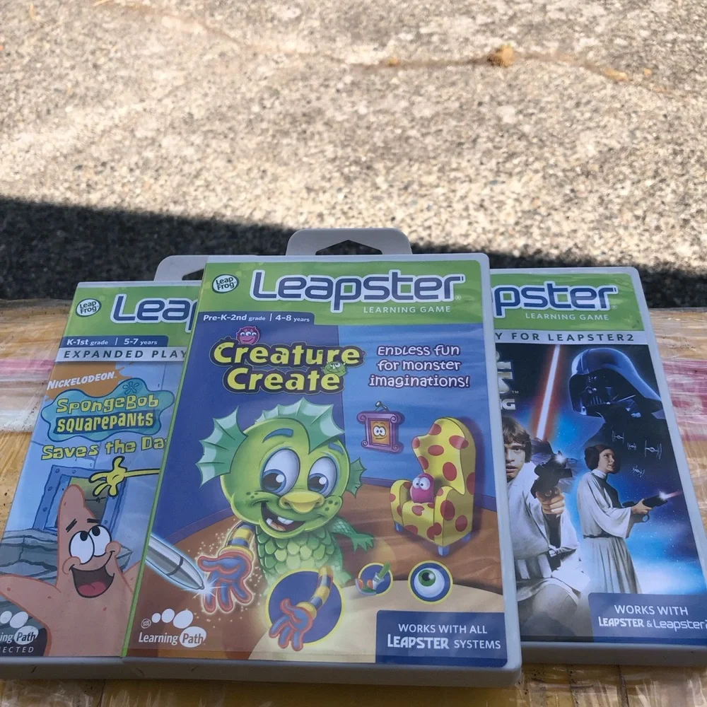 Leapster Learning Game Cartridges - SpongeBob + Creature Create + Star Wars